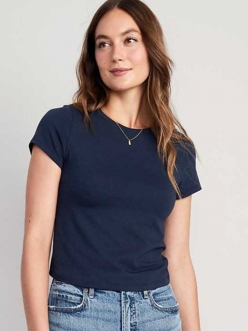 Old Navy Cropped Slim-Fit T-Shirt Navy | KVZ782401