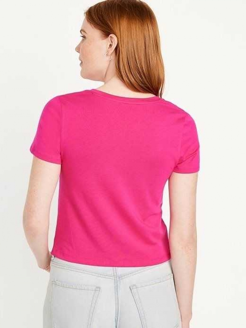 Old Navy Cropped Slim-Fit T-Shirt Pink | PUR763019