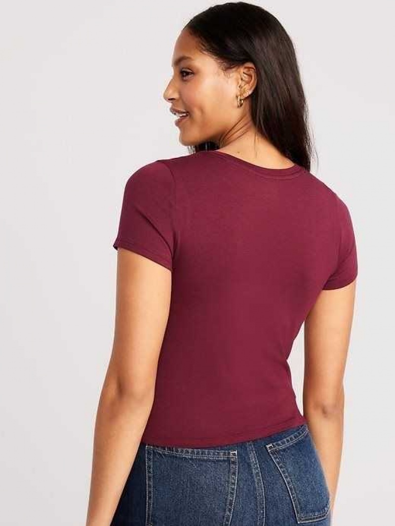 Old Navy Cropped Slim-Fit T-Shirt Red Burgundy | UDW069741