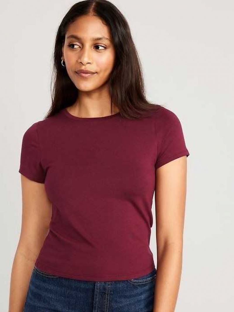 Old Navy Cropped Slim-Fit T-Shirt Red Burgundy | UDW069741