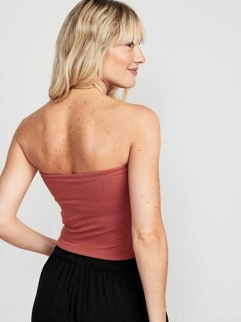 Old Navy Cropped Tube Top Dark Red | GVI829376