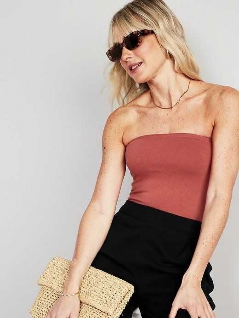 Old Navy Cropped Tube Top Dark Red | GVI829376