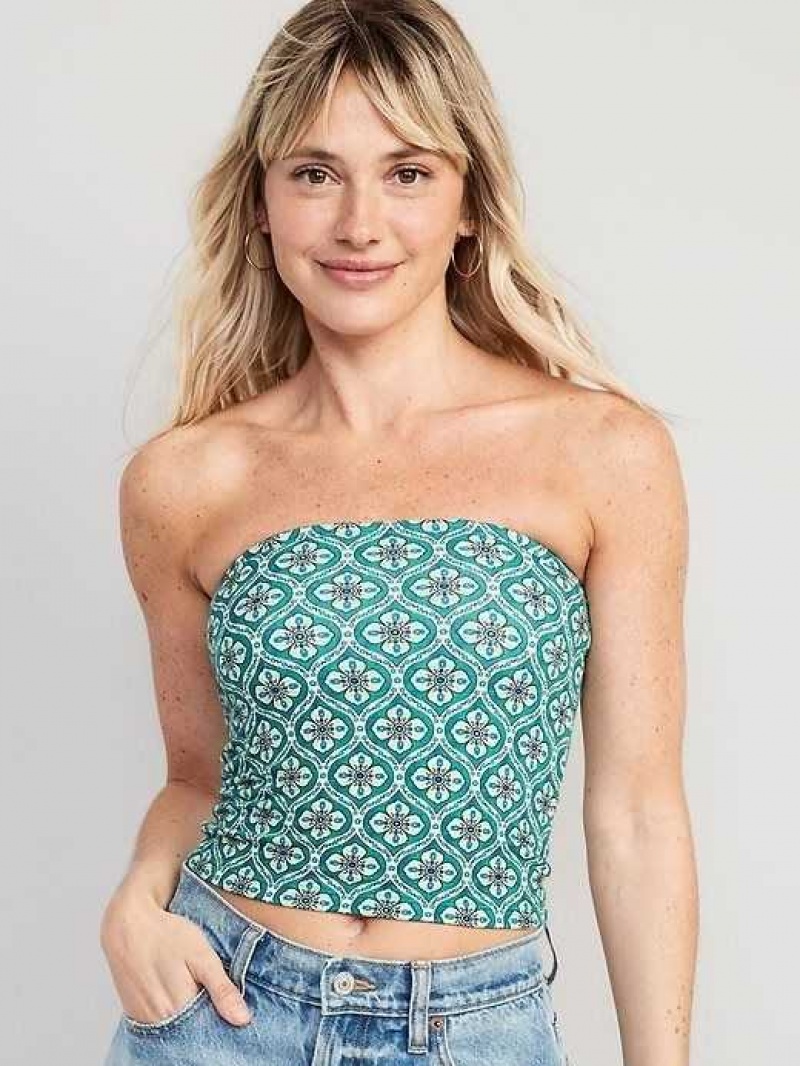 Old Navy Cropped Tube Top Green | UAX125847