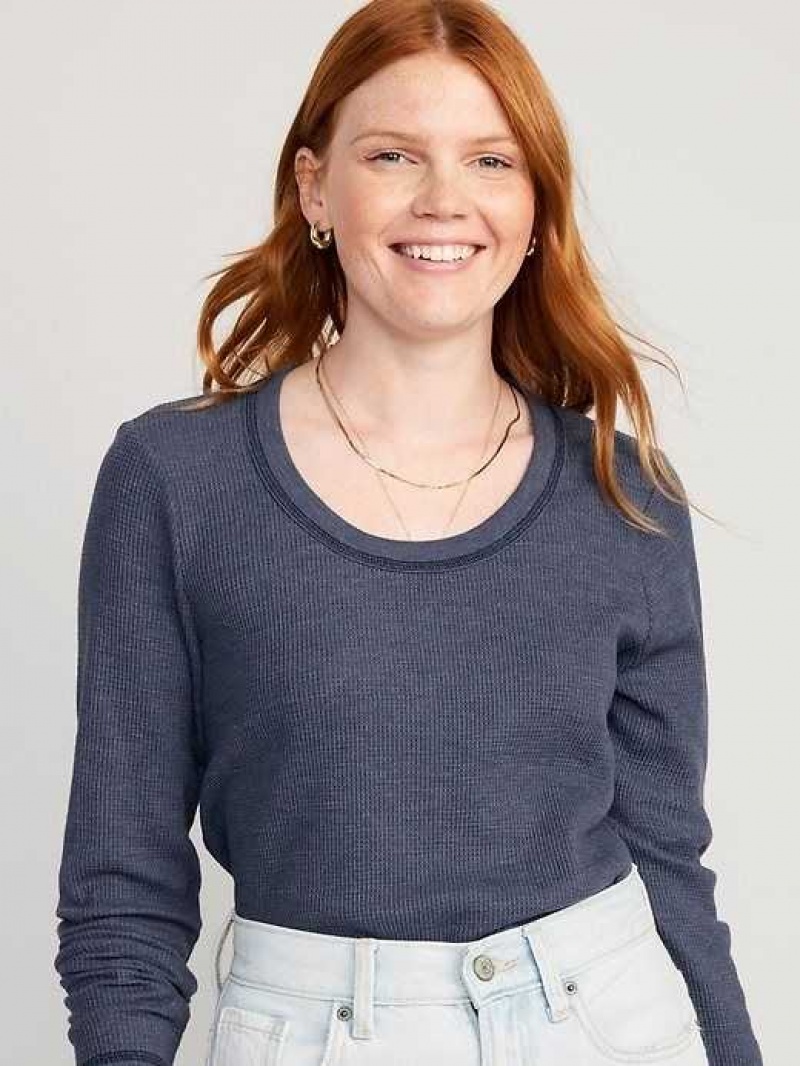 Old Navy Cropped Waffle-Knit Scoop-Neck T-Shirt Volcanic Glass | IHL873954