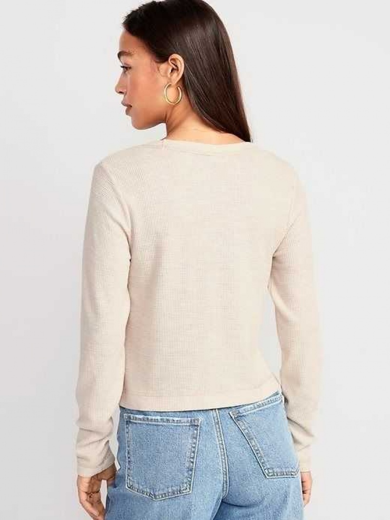 Old Navy Cropped Waffle-Knit Scoop-Neck T-Shirt Beige | HTO870356