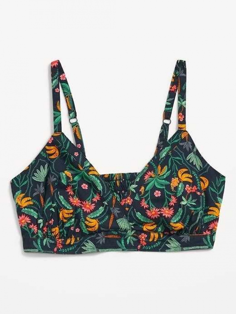 Old Navy Cross-Front Poplin Bralette Banana Print | SPT349580