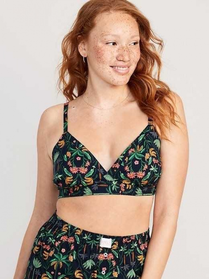 Old Navy Cross-Front Poplin Bralette Banana Print | SPT349580