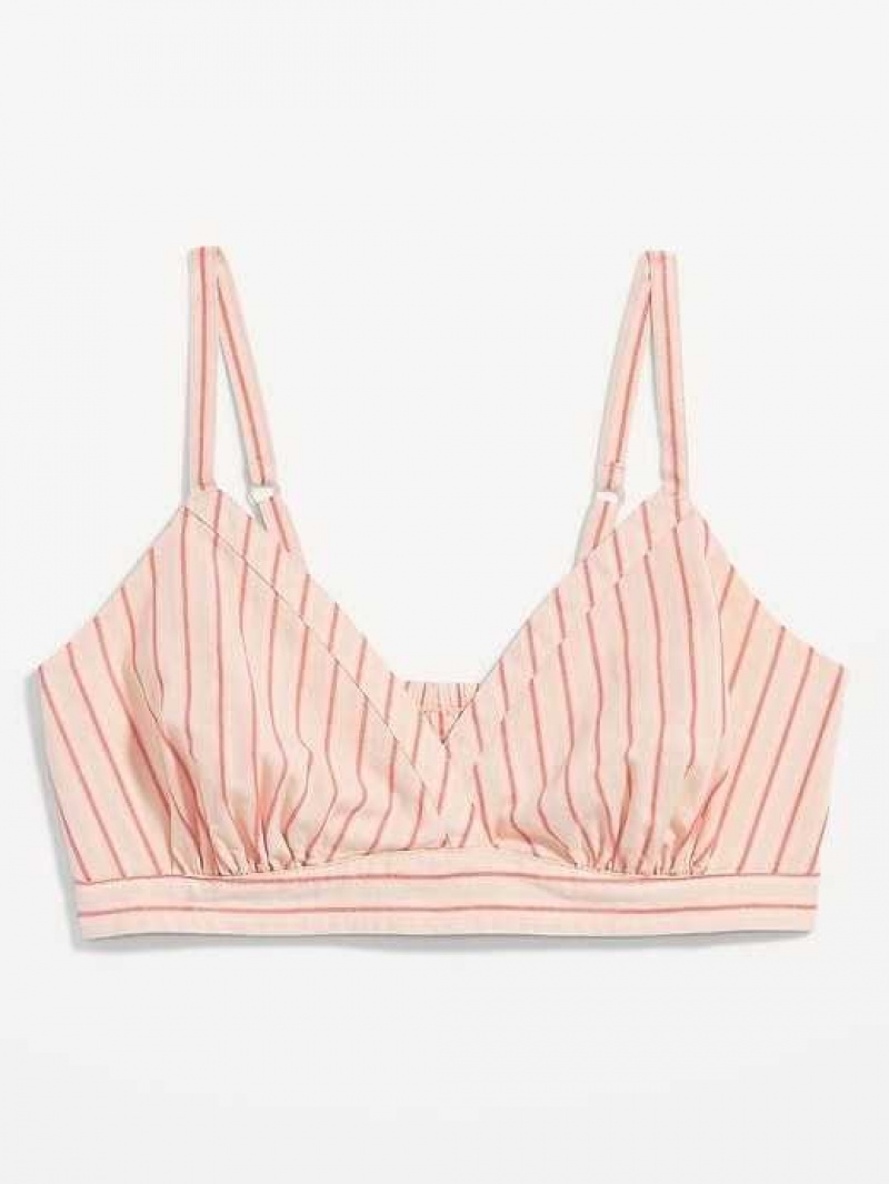 Old Navy Cross-Front Poplin Bralette Pink Stripes | GFD317652