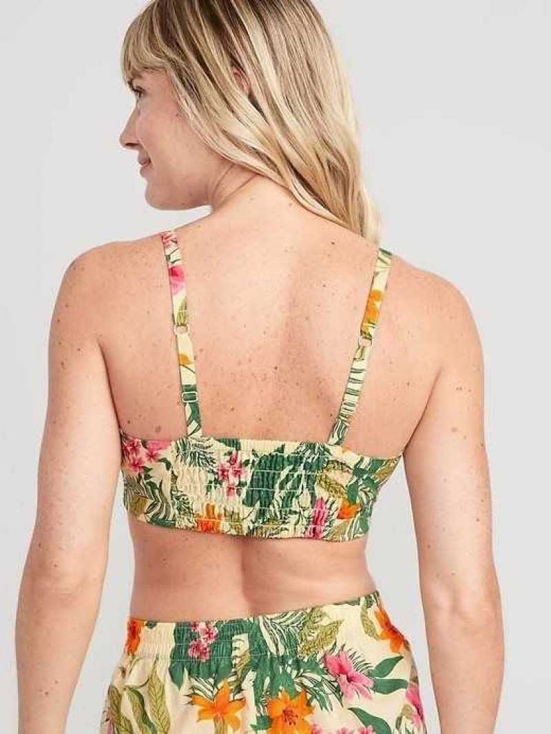 Old Navy Cross-Front Poplin Bralette Yellow | GKV357496