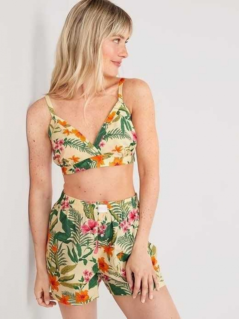 Old Navy Cross-Front Poplin Bralette Yellow | GKV357496