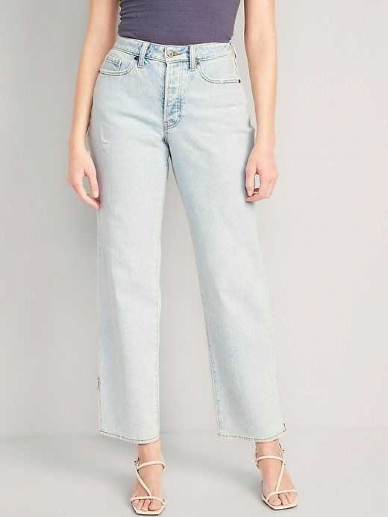 Old Navy Curvy Button-Fly High-Waisted OG Loose Side-Split Jeans Leif | REY612045