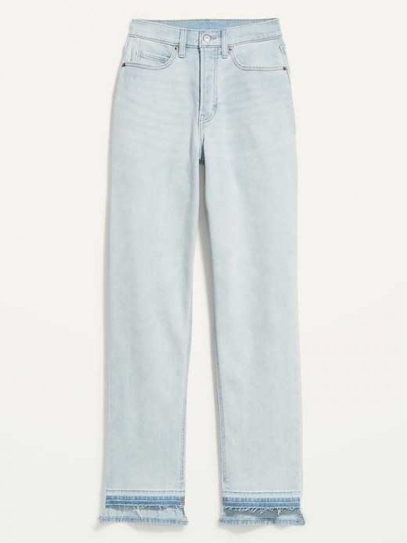 Old Navy Curvy Extra High-Waisted Button-Fly Sky-Hi Straight Cut-Off Jeans Ferngully | TJM720815