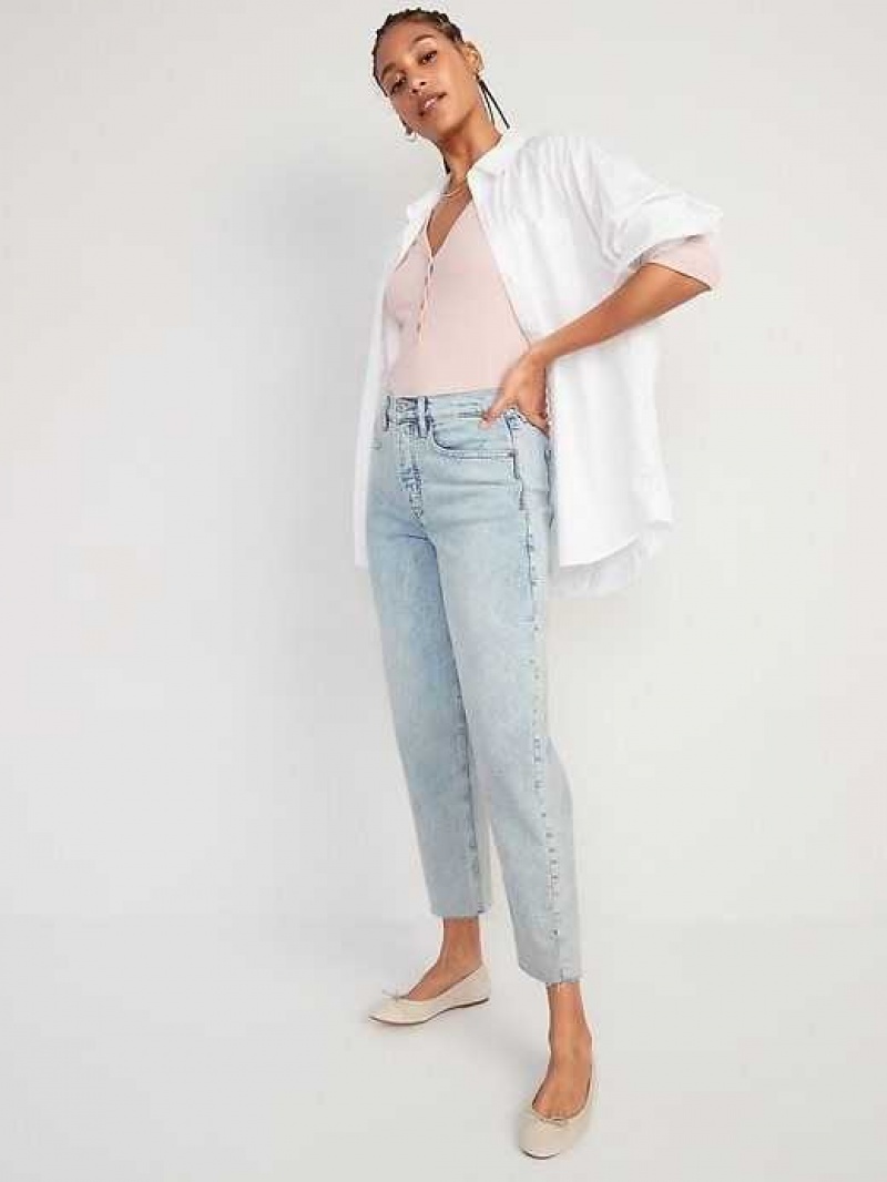 Old Navy Curvy Extra High-Waisted Button-Fly Sky-Hi Straight Cut-Off Jeans Nicky | NEW971406