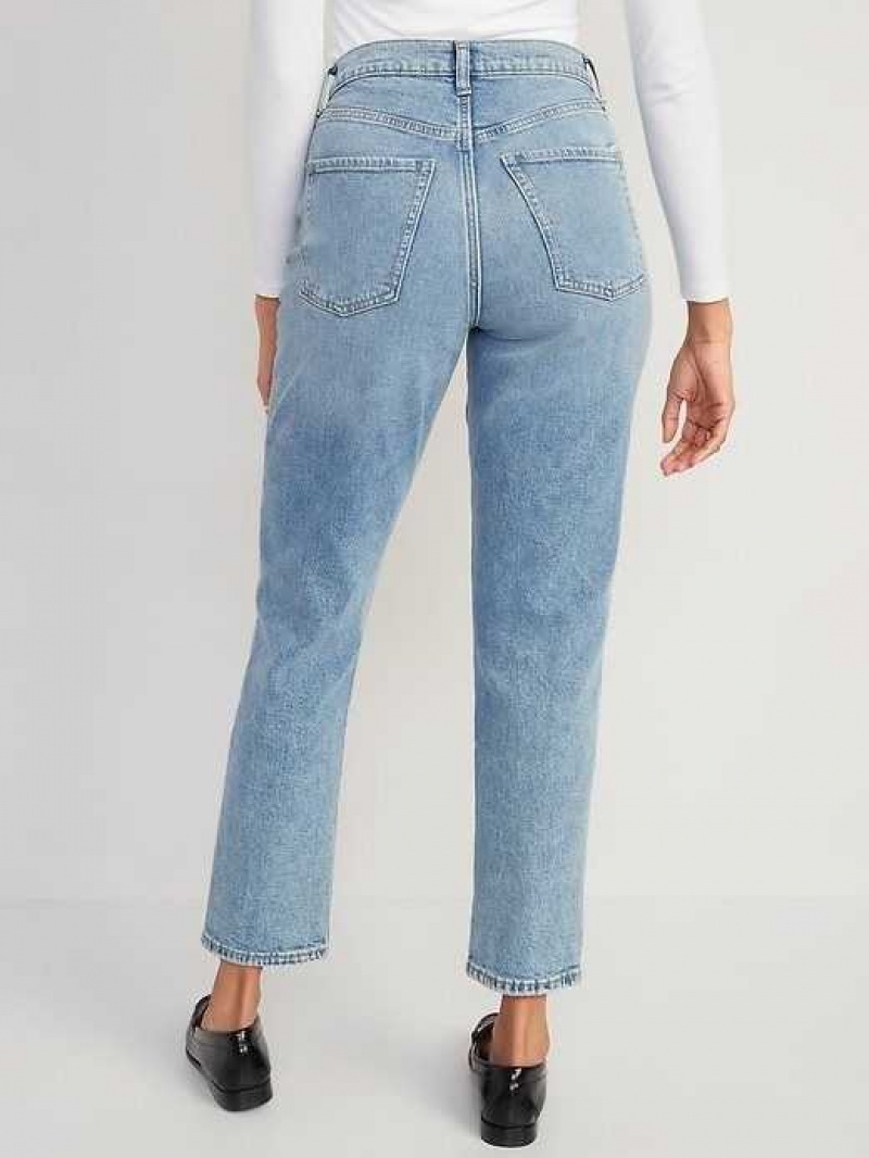 Old Navy Curvy Extra High-Waisted Button-Fly Sky-Hi Straight Ripped Jeans Rita | WAH710295