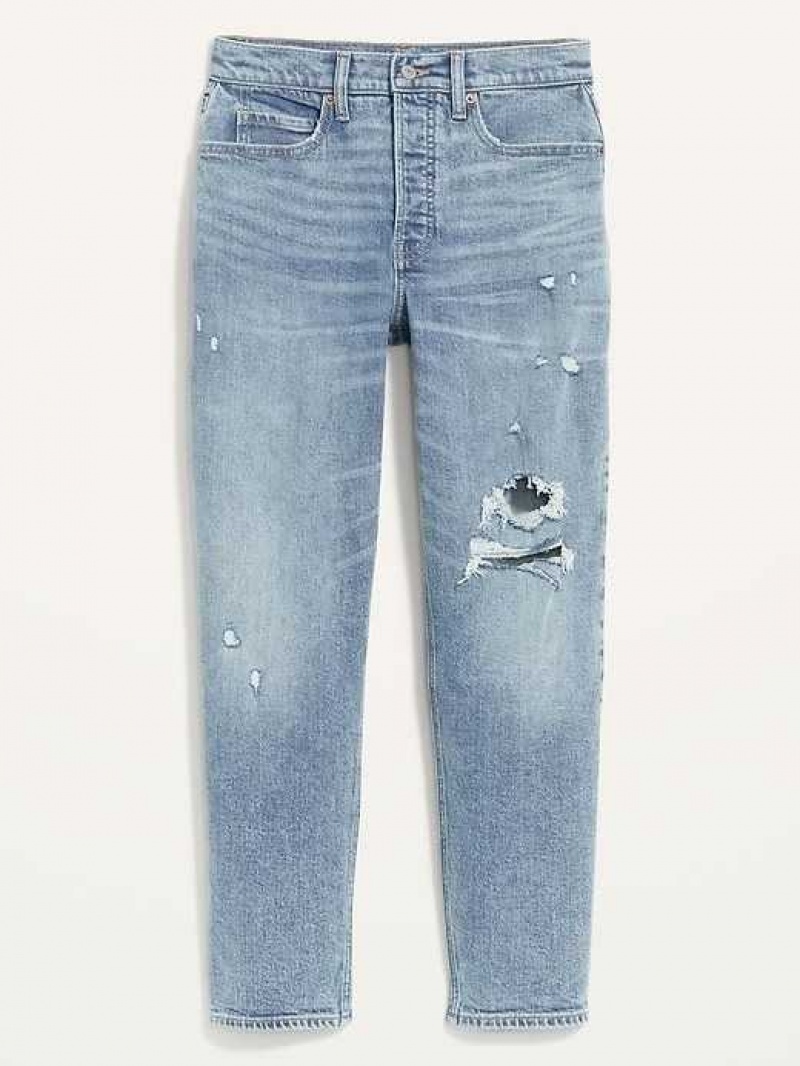 Old Navy Curvy Extra High-Waisted Button-Fly Sky-Hi Straight Ripped Jeans Rita | WAH710295