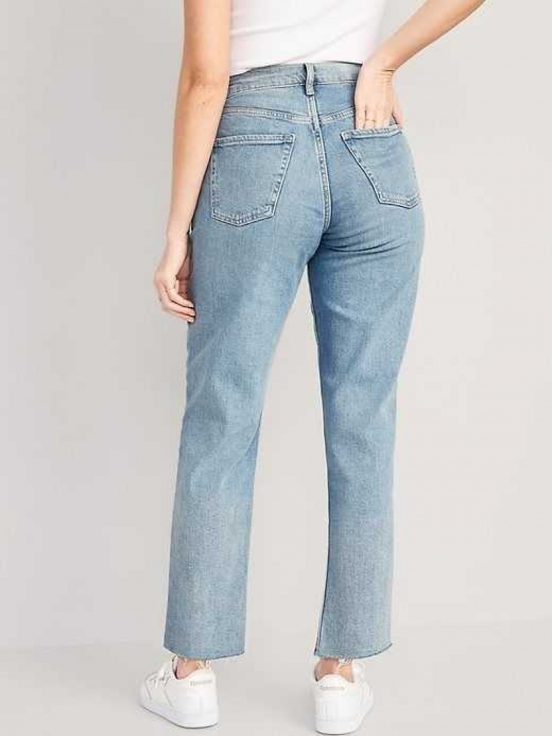 Old Navy Curvy Extra High-Waisted Sky-Hi Straight Button-Fly Cut-Off Jeans Reem | EJZ761302