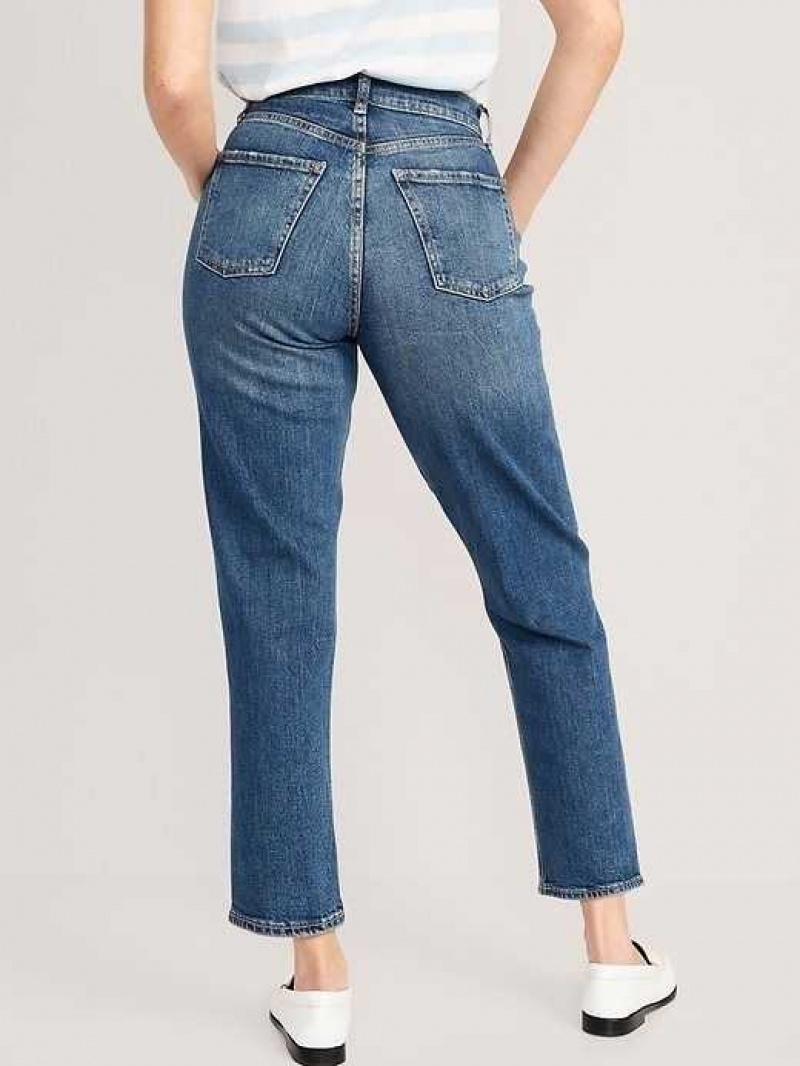 Old Navy Curvy Extra High-Waisted Sky-Hi Straight Button-Fly Ripped Jeans Saylor | AOC138762