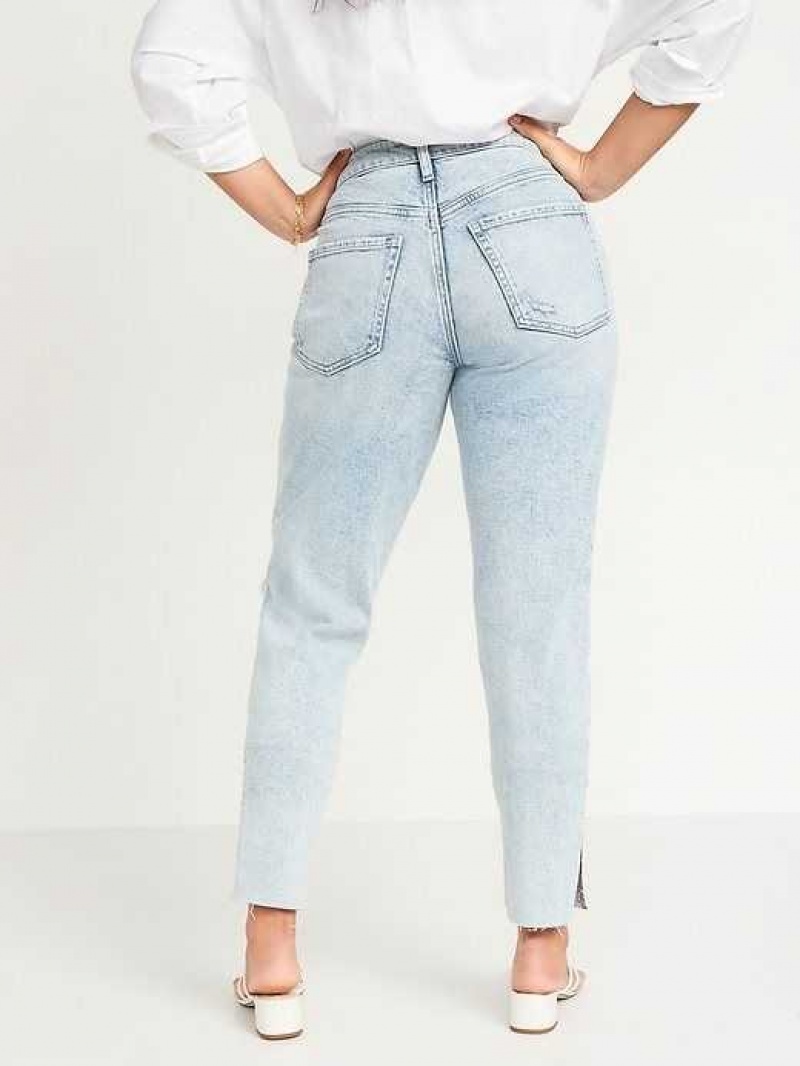 Old Navy Curvy High-Waisted Button-Fly OG Straight Ripped Side-Split Ankle Jeans Laine | OKX538479