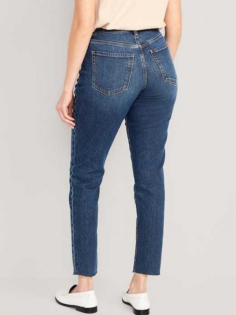 Old Navy Curvy High-Waisted Button-Fly OG Straight Cut-Off Ankle Jeans Twila | JAY627843