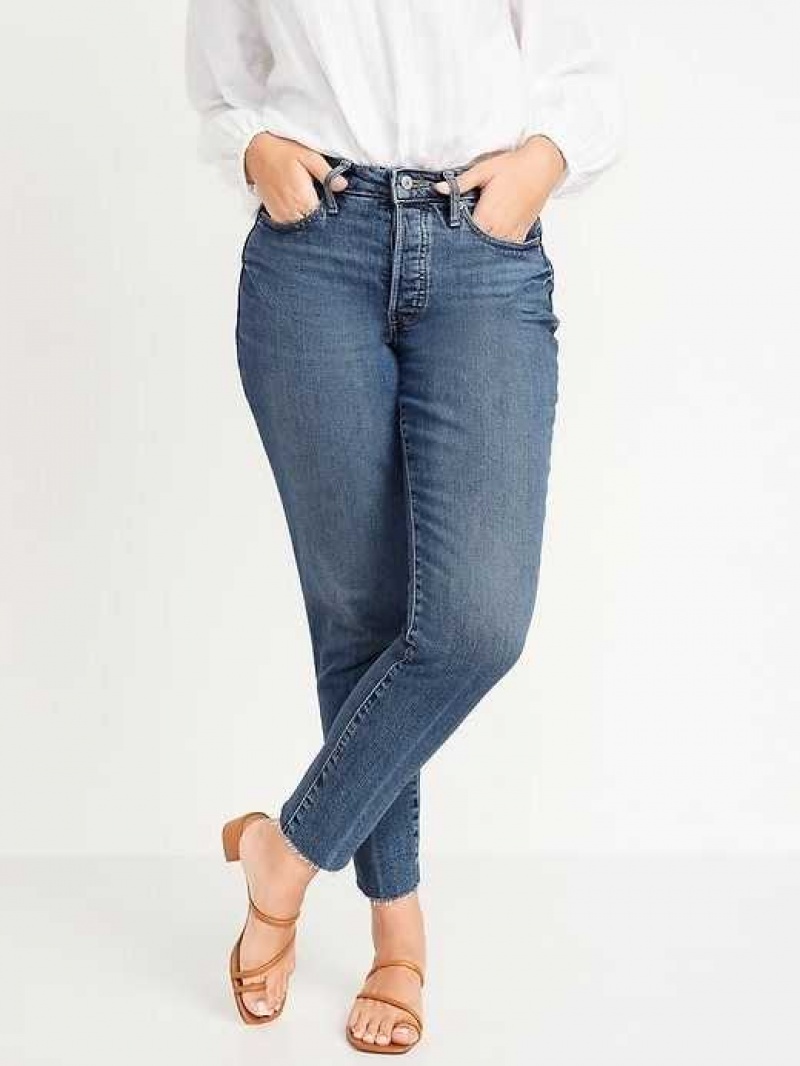 Old Navy Curvy High-Waisted Button-Fly OG Straight Cut-Off Jeans Suki | HGX541762