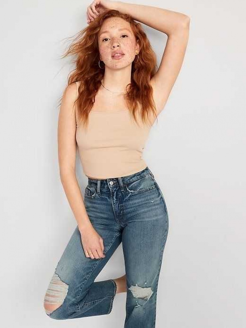 Old Navy Curvy High-Waisted OG Loose Ripped Jeans Dahlia | DUR753204