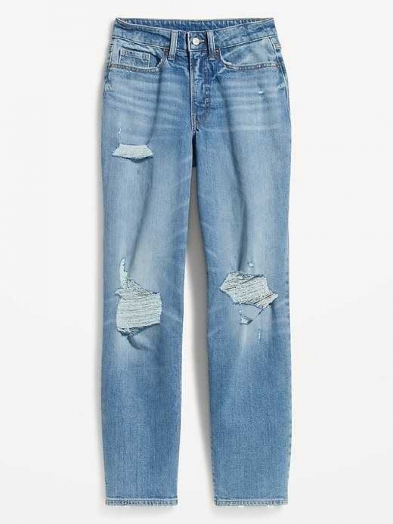 Old Navy Curvy High-Waisted OG Loose Ripped Jeans Dahlia | DUR753204