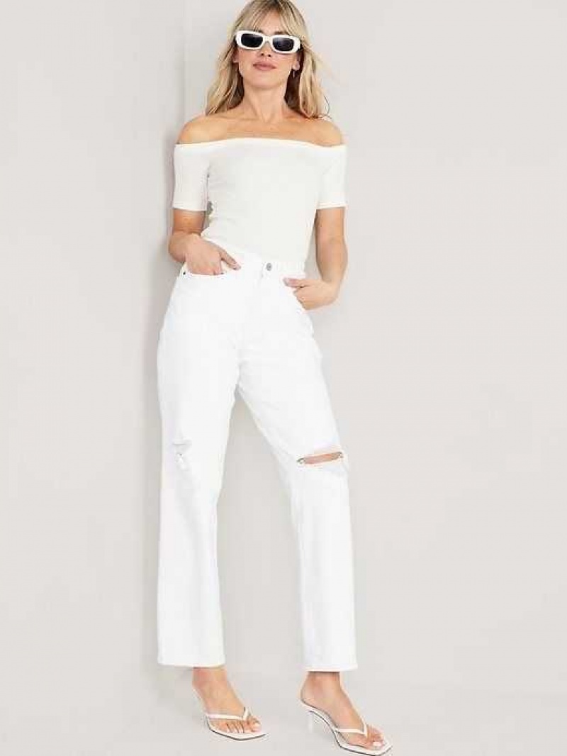 Old Navy Curvy High-Waisted OG Loose White Jeans White | GHL984135