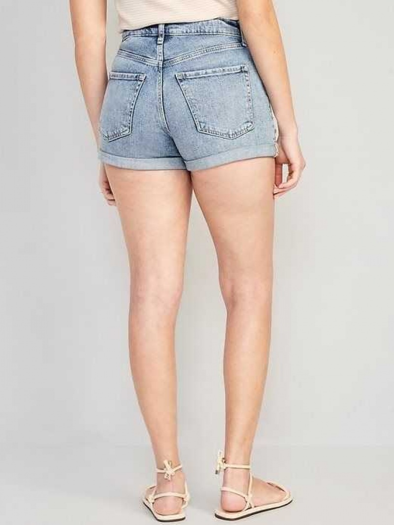 Old Navy Curvy High-Waisted OG Straight Button-Fly Ripped Jean Shorts Alma Clean | RSO804175