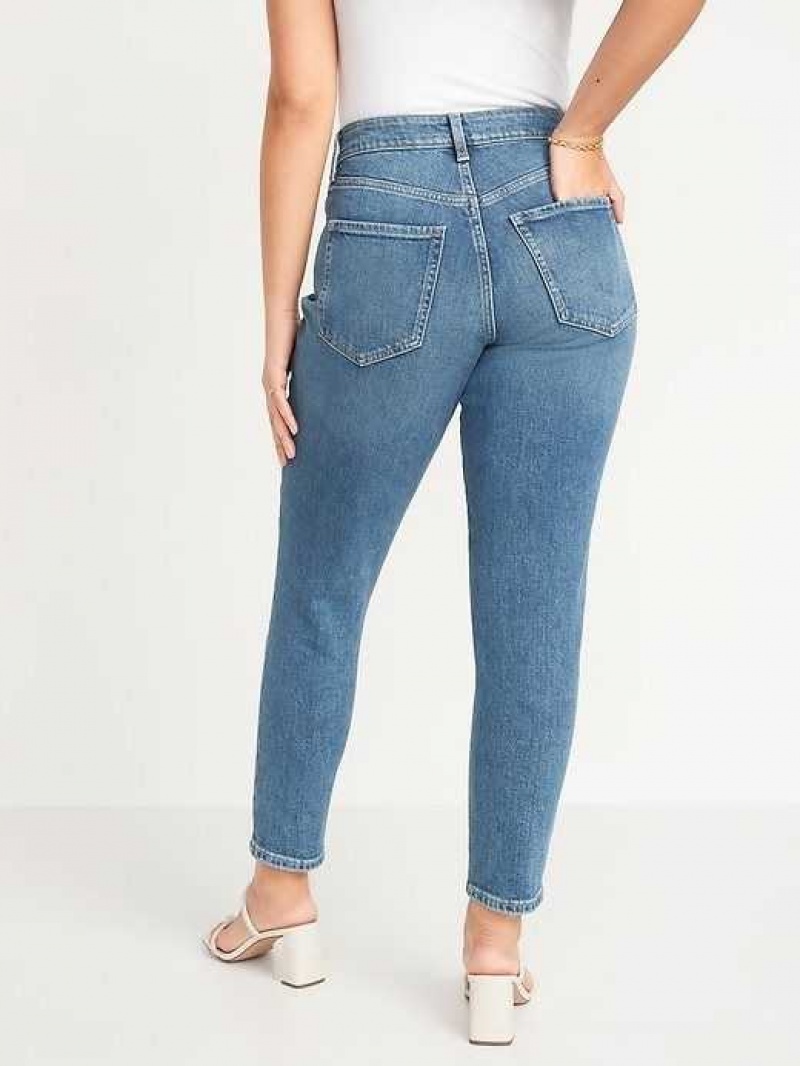 Old Navy Curvy High-Waisted OG Straight Button-Fly Distressed Ankle Jeans Lisa | YQM174285