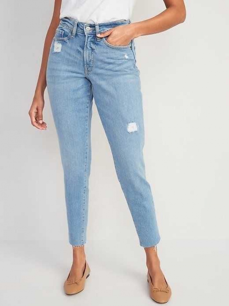 Old Navy Curvy High-Waisted OG Straight Distressed Jeans Alma | LWN610493