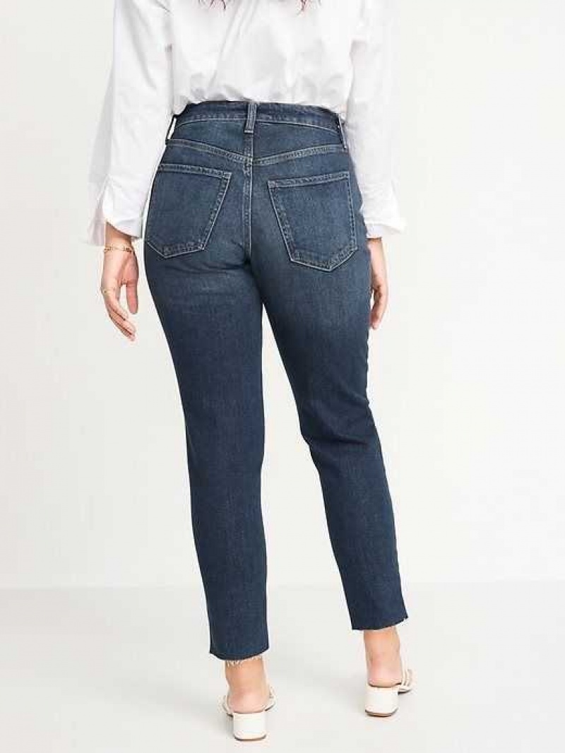 Old Navy Curvy High-Waisted OG Straight Ripped Cut-Off Jeans Cyrano | WPT761852