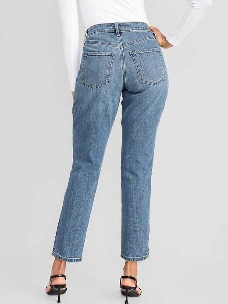 Old Navy Curvy High-Waisted O.G. Straight Side-Split Jeans Courtney | QRT689023