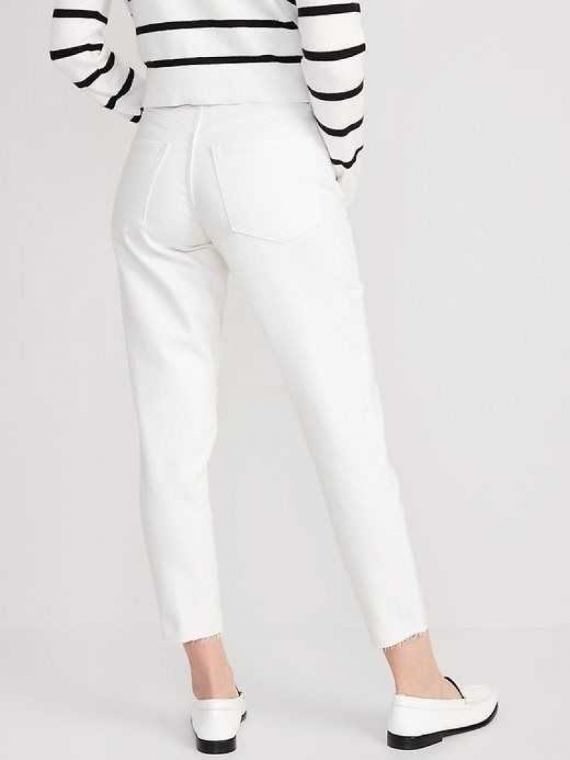 Old Navy Curvy High-Waisted OG Straight White Cut-Off Ankle Jeans White | HIP275694