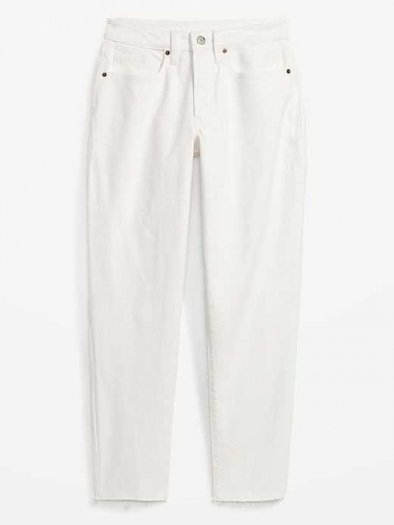 Old Navy Curvy High-Waisted OG Straight White Cut-Off Ankle Jeans White | HIP275694