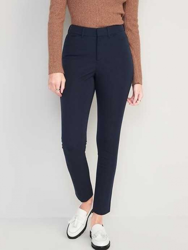 Old Navy Curvy High-Waisted Pixie Skinny Ankle Pants Navy | OWE359802