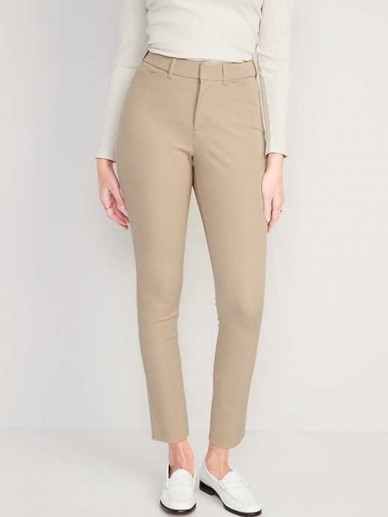 Old Navy Curvy High-Waisted Pixie Skinny Ankle Pants Beige | DRA371849