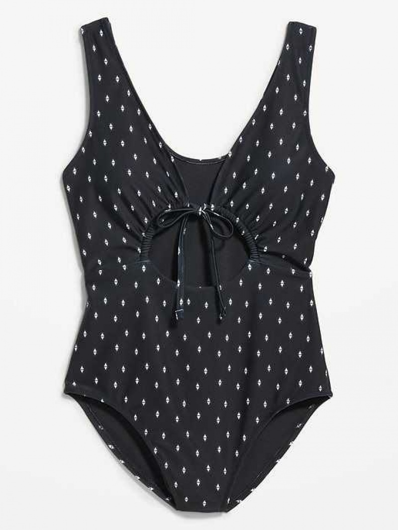 Old Navy Cutout-Front One-Piece Swimsuit Black | VMU814639