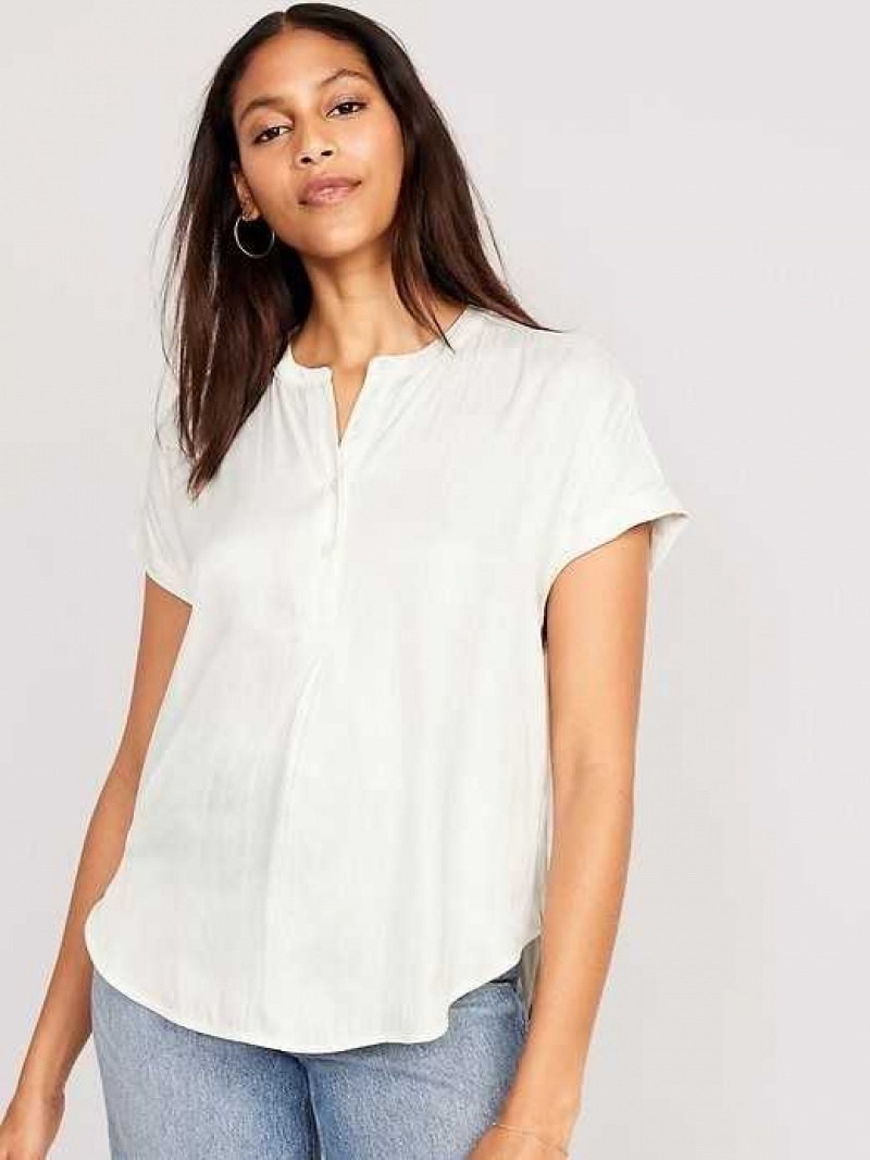 Old Navy Dolman Sleeve Satin Popover Shirt Light Blue | KLU612854