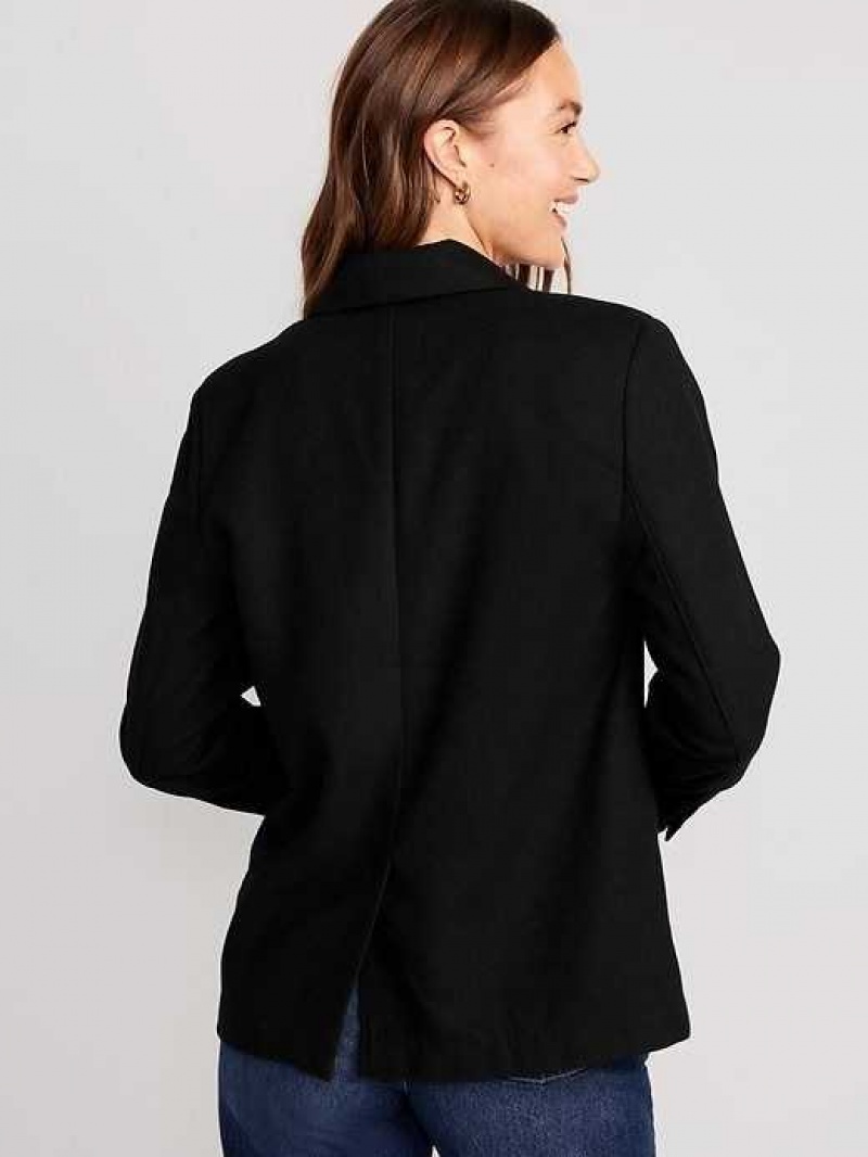 Old Navy Double-Breasted Textured Blazer Black | MJD358910