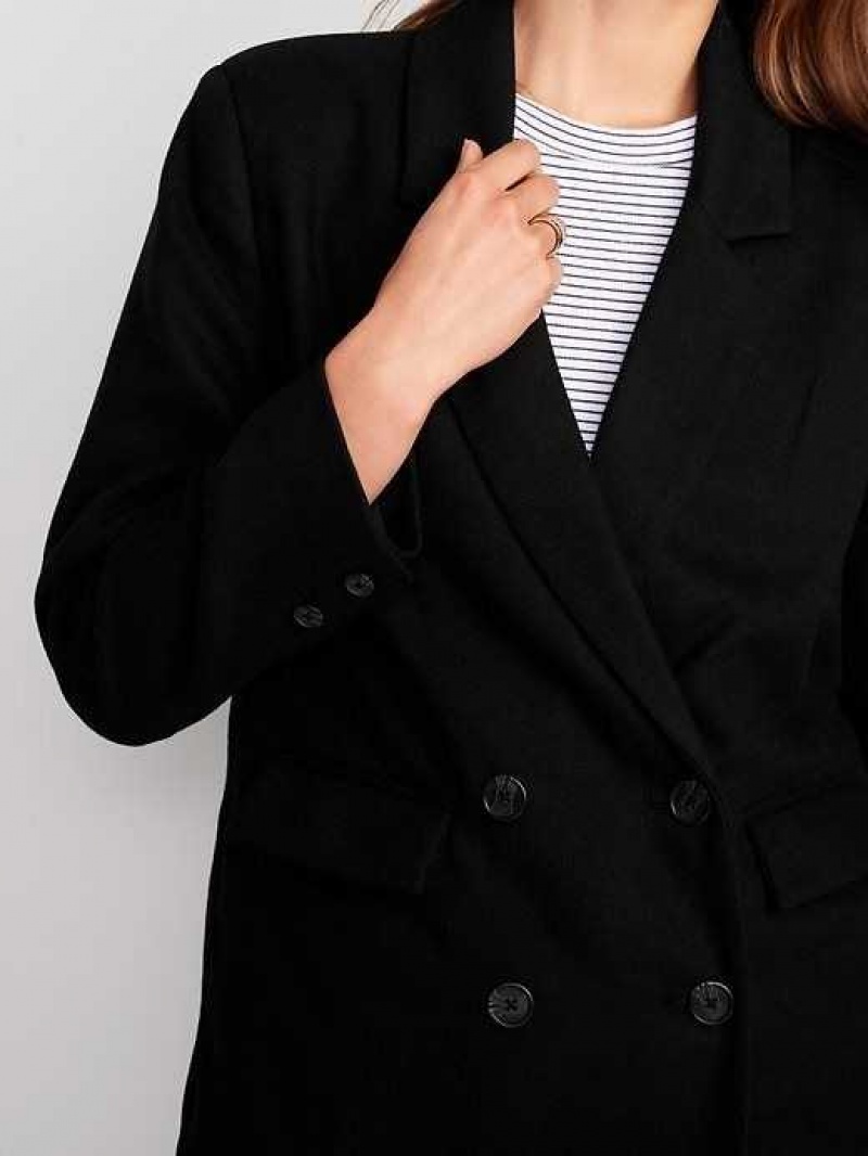 Old Navy Double-Breasted Textured Blazer Black | MJD358910