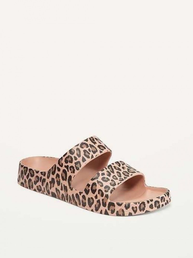 Old Navy Double-Strap Slide Sandals Leopard | CBQ837506