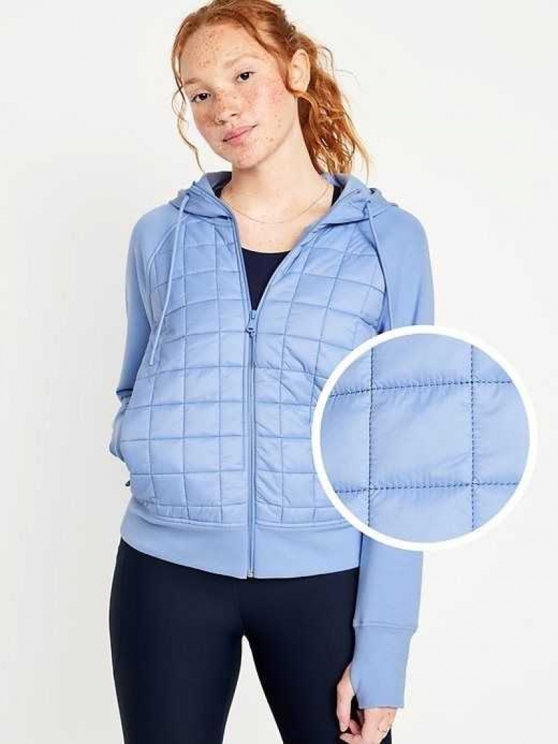 Old Navy Dynamic Fleece Cropped Hybrid Hoodie Blue | SPV921483