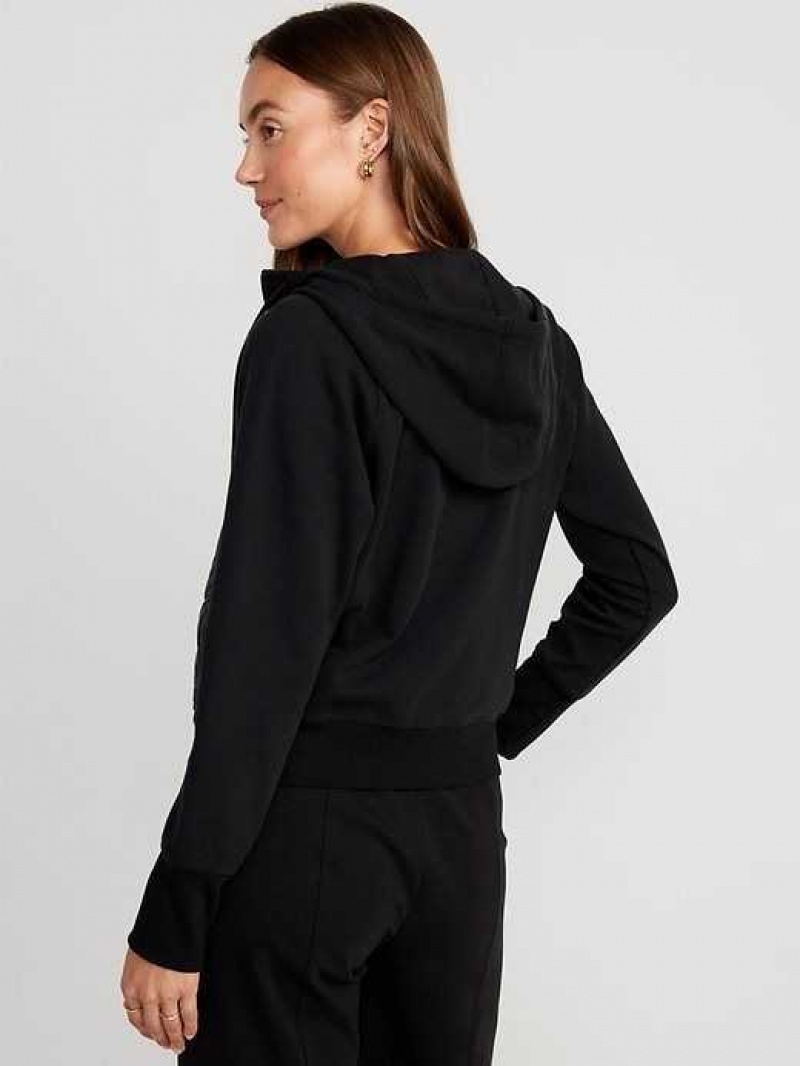 Old Navy Dynamic Fleece Cropped Hybrid Hoodie Black | YDH981405