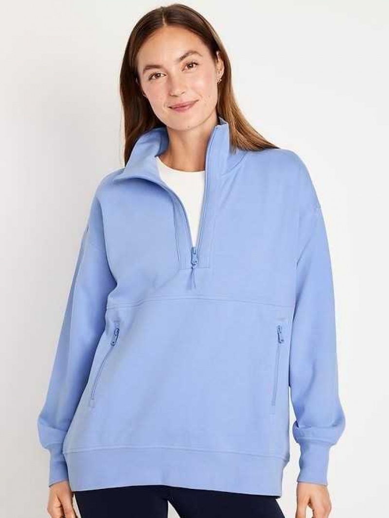 Old Navy Dynamic Fleece Oversized 1/2-Zip Tunic Blue | GOA749620