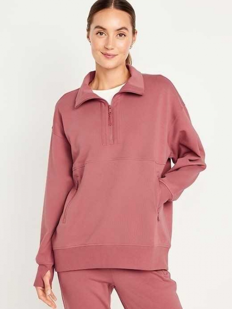 Old Navy Dynamic Fleece Oversized 1/2-Zip Tunic Red | GKW407852