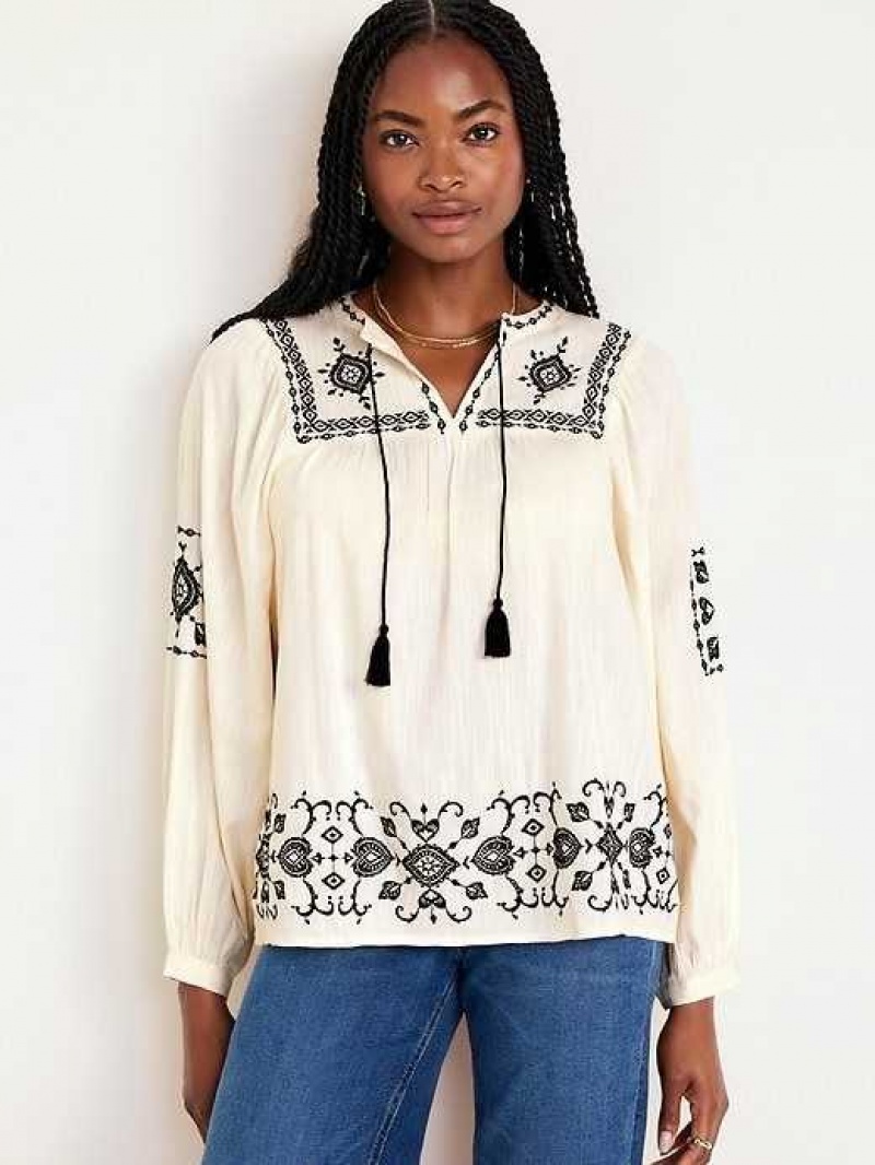 Old Navy Embroidered Boho Swing Blouse Light Blue | VBD412360