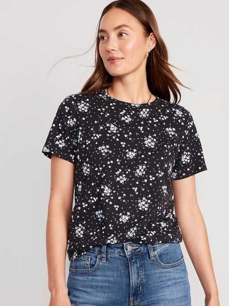 Old Navy EveryWear Crew-Neck Printed T-Shirt Blue Flower | OKI143956