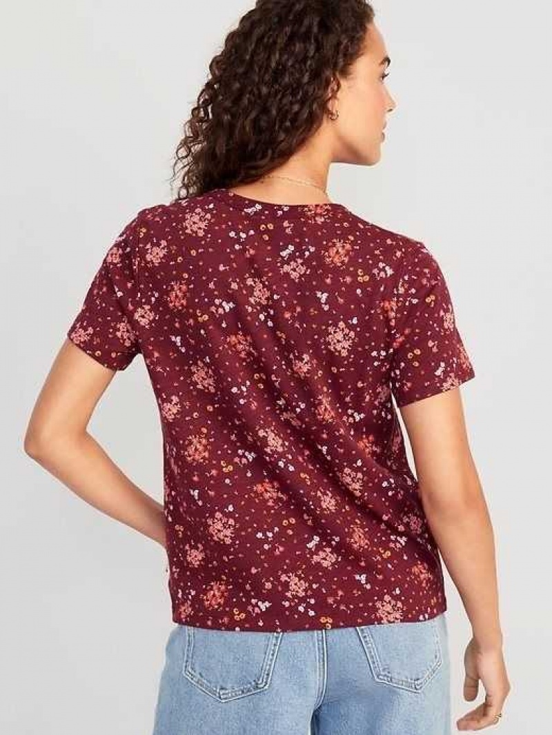 Old Navy EveryWear Crew-Neck Printed T-Shirt Burgundy | HUD138562