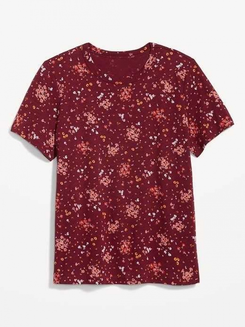 Old Navy EveryWear Crew-Neck Printed T-Shirt Burgundy | HUD138562