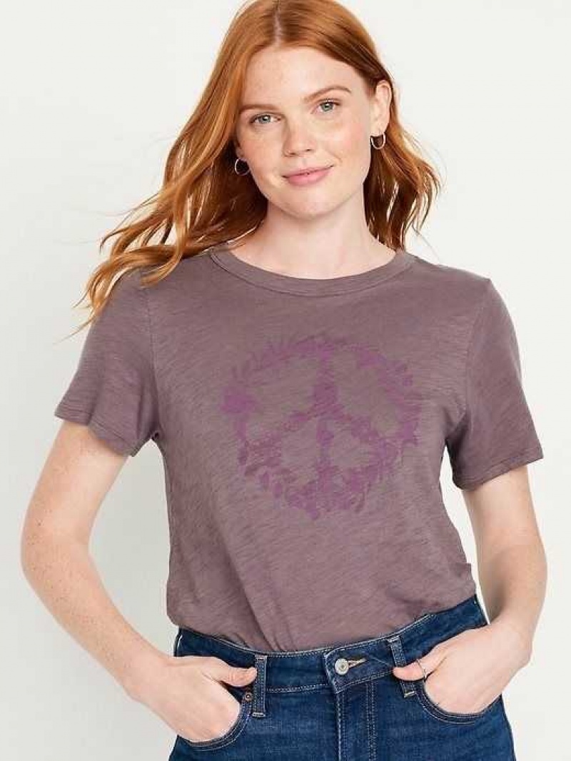 Old Navy EveryWear Graphic Slub-Knit T-Shirt Wild Currant | GSD645320